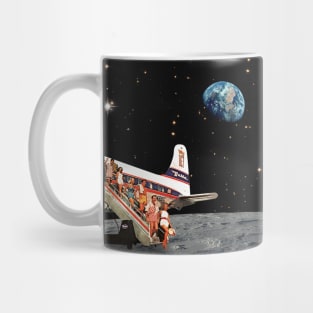 Travel to the Moon collage art Mug